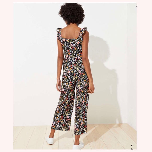 LOFT Petite Lily Ruffle Tie Front Jumpsuit - Picture 2 of 3